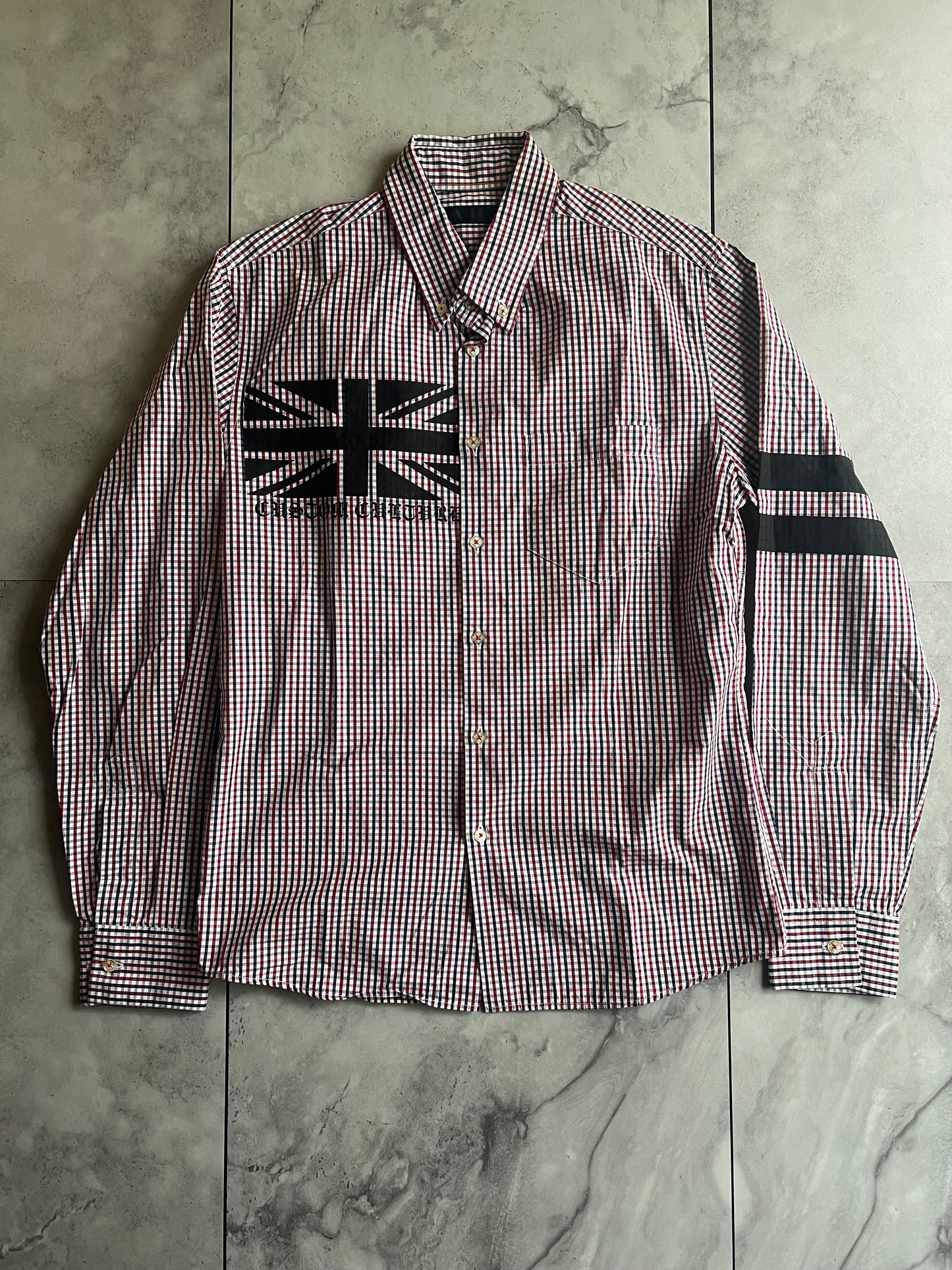 Custom Culture U.K Flag Striped Button Up