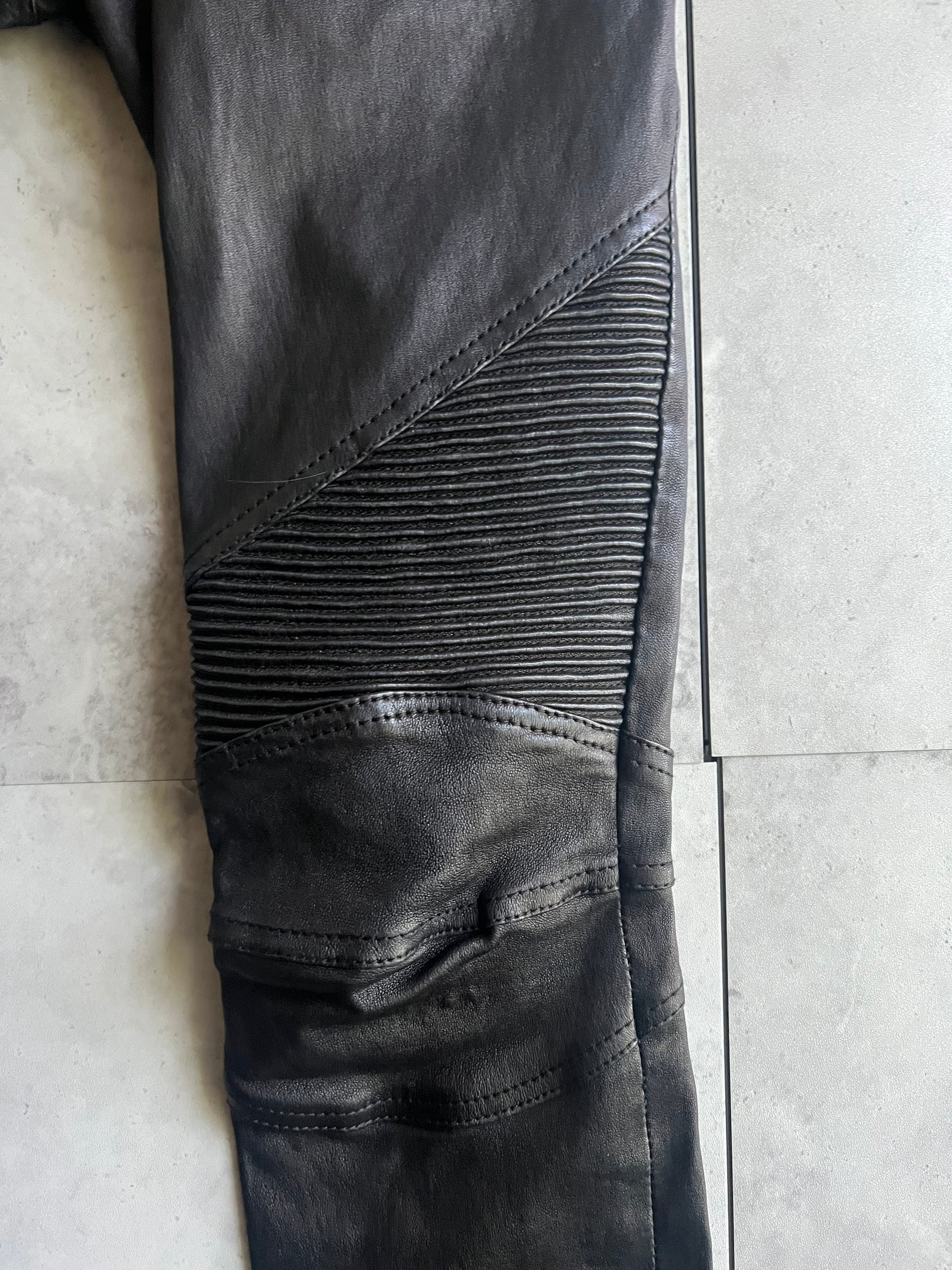 Balmain Leather Skinny Biker Pants
