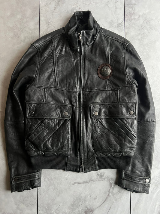 Gianfranco Ferre Grained Leather Bomber Jacket