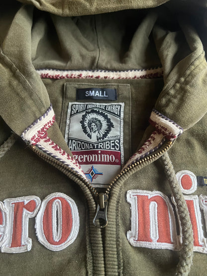 Geronimo Embroidered Tribal Zip-Up Hoodie