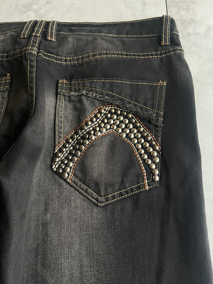 Semantic Design Studded Whisker Wash Denim