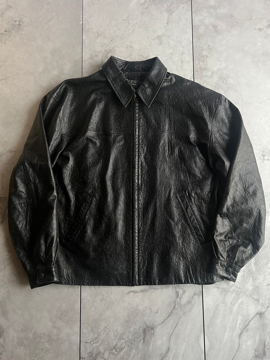 Gianni Bernini Ostrich Embossed Leather Jacket