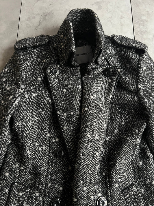 Buffalo Bobs Tweed Wool Military  Trench Pea Coat