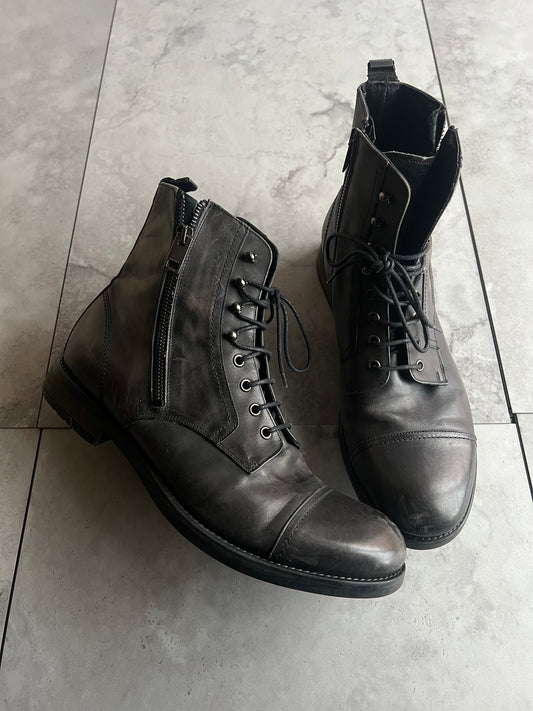 Diesel Side-Zip Leather Lace Hiking Boots