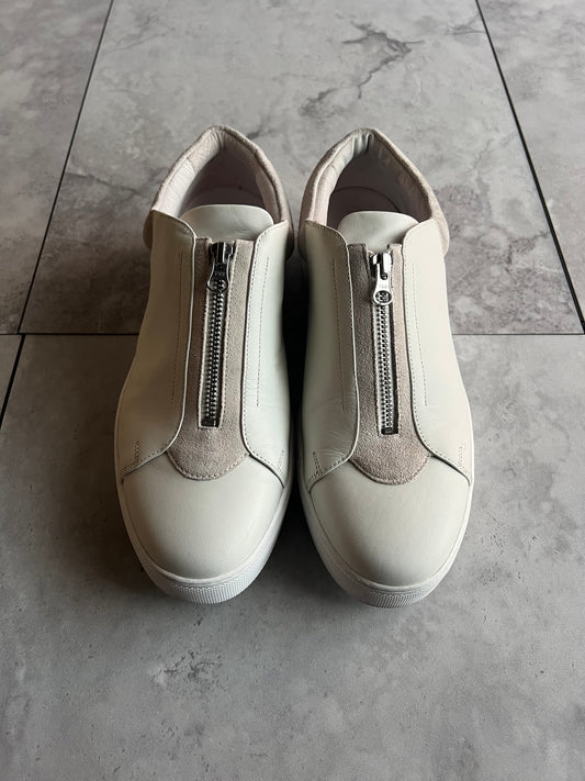 Alfredo Bannister Center-Zip Leather Sneakers