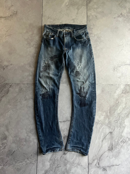 291295 Homme J-cut Distressed Denim