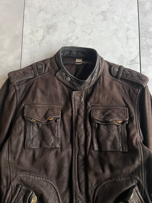 2000’s Diesel Coated Leather Military Utility Jacket