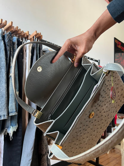 J.R.A Olive Luxury Ostrich Leather Handbag