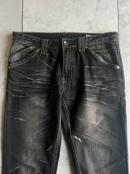 Semantic Design Studded Whisker Wash Denim