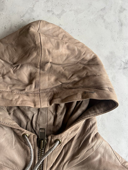 Luva Tram Ninja Hooded Leather Jacket