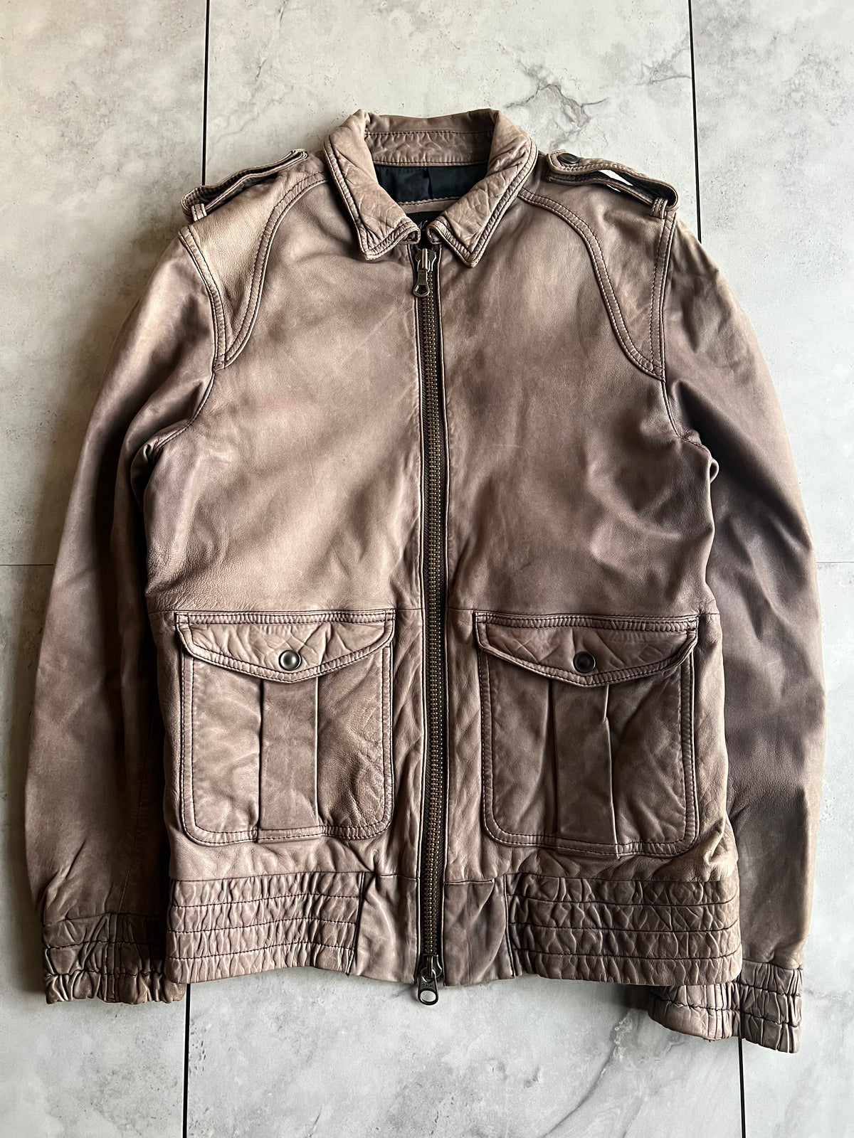 N.B.A Military Sheepskin Leather Jacket