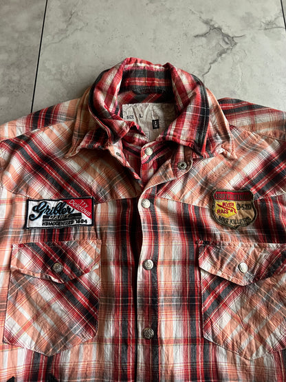 Agate Label Double Layered Embroidered Printed Flannel Shirt