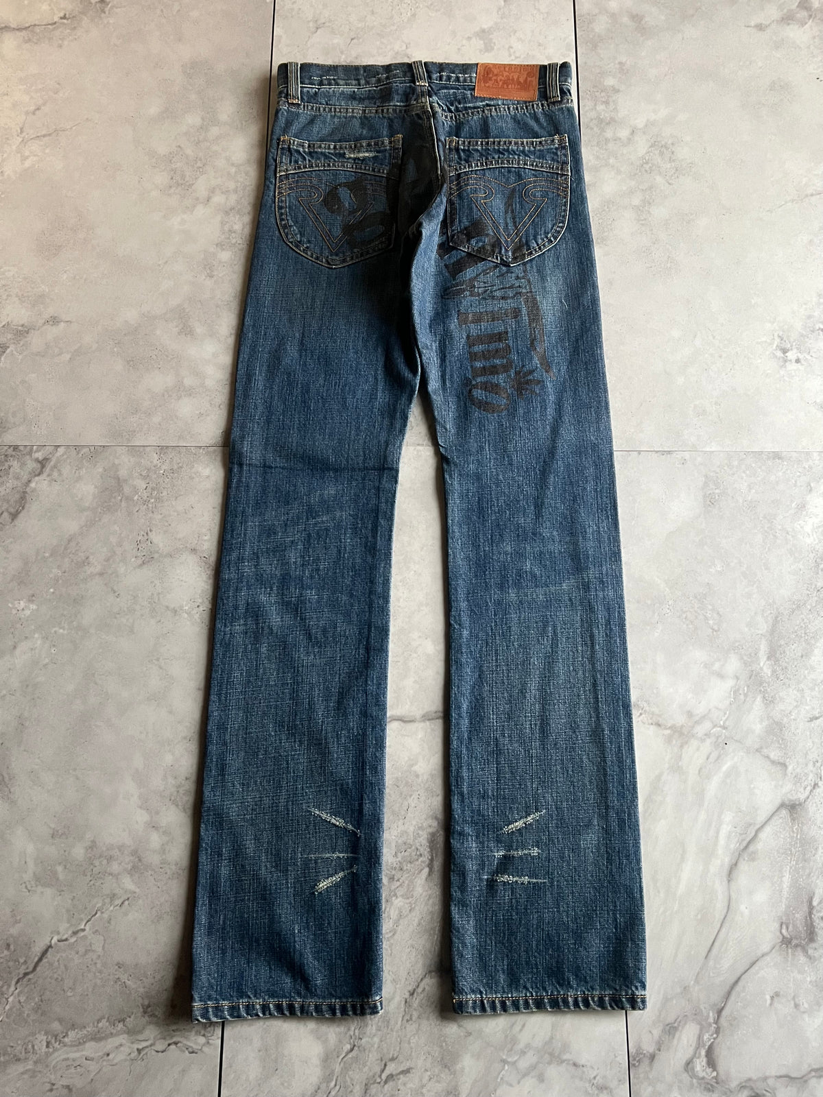 Geronimo Printed Distressed Embroidery “Native” Denim