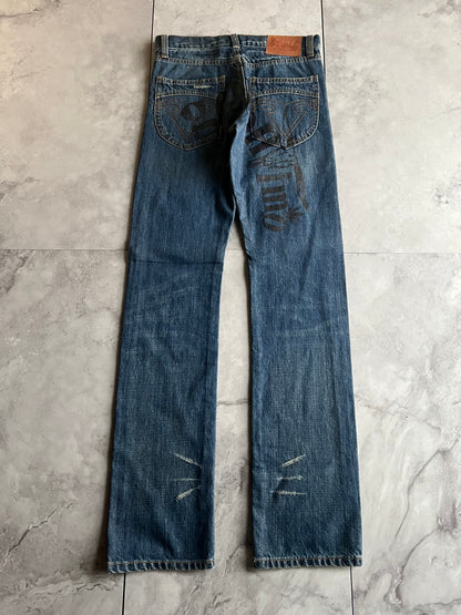 Geronimo Printed Distressed Embroidery “Native” Denim