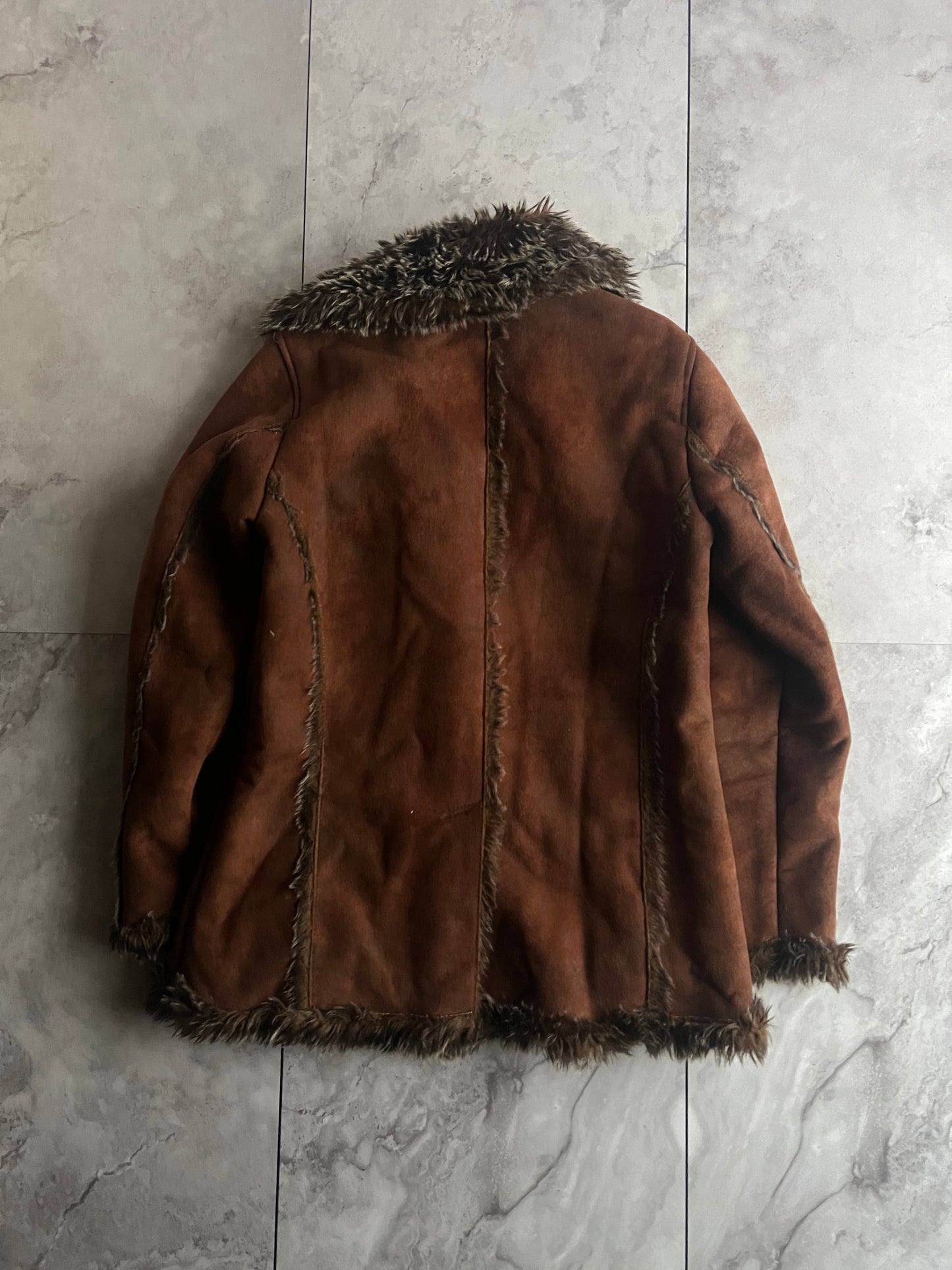 Semantic Design Fur Trim Suede Coat