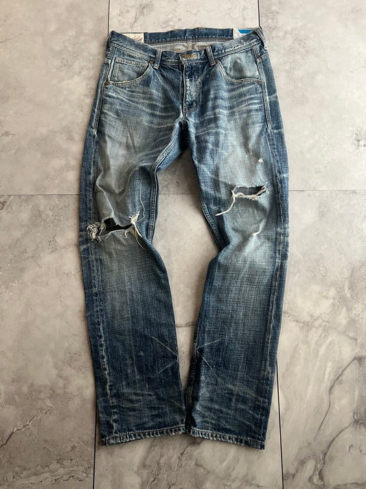 Rattle Trap Distressed Whisker Wash Denim