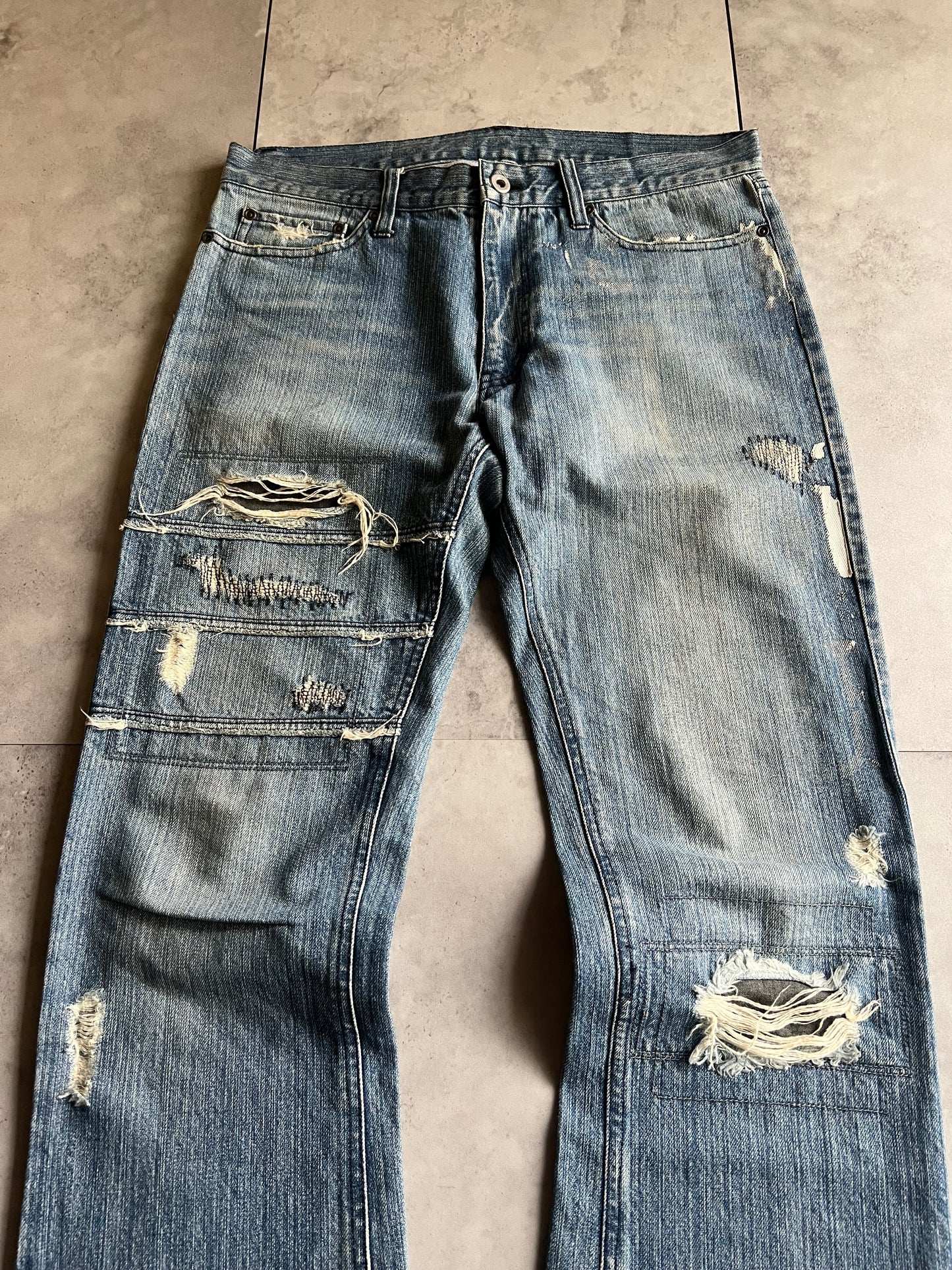 Edge Rupert Distressed Denim Flared Pants