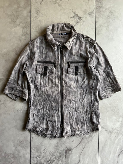 Semantic Design Zip-Up Military Grey Wash Shirt