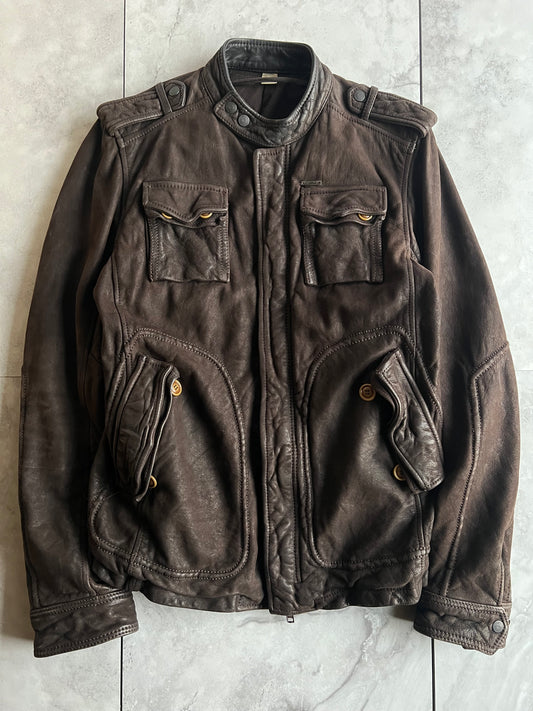 2000’s Diesel Coated Leather Military Utility Jacket