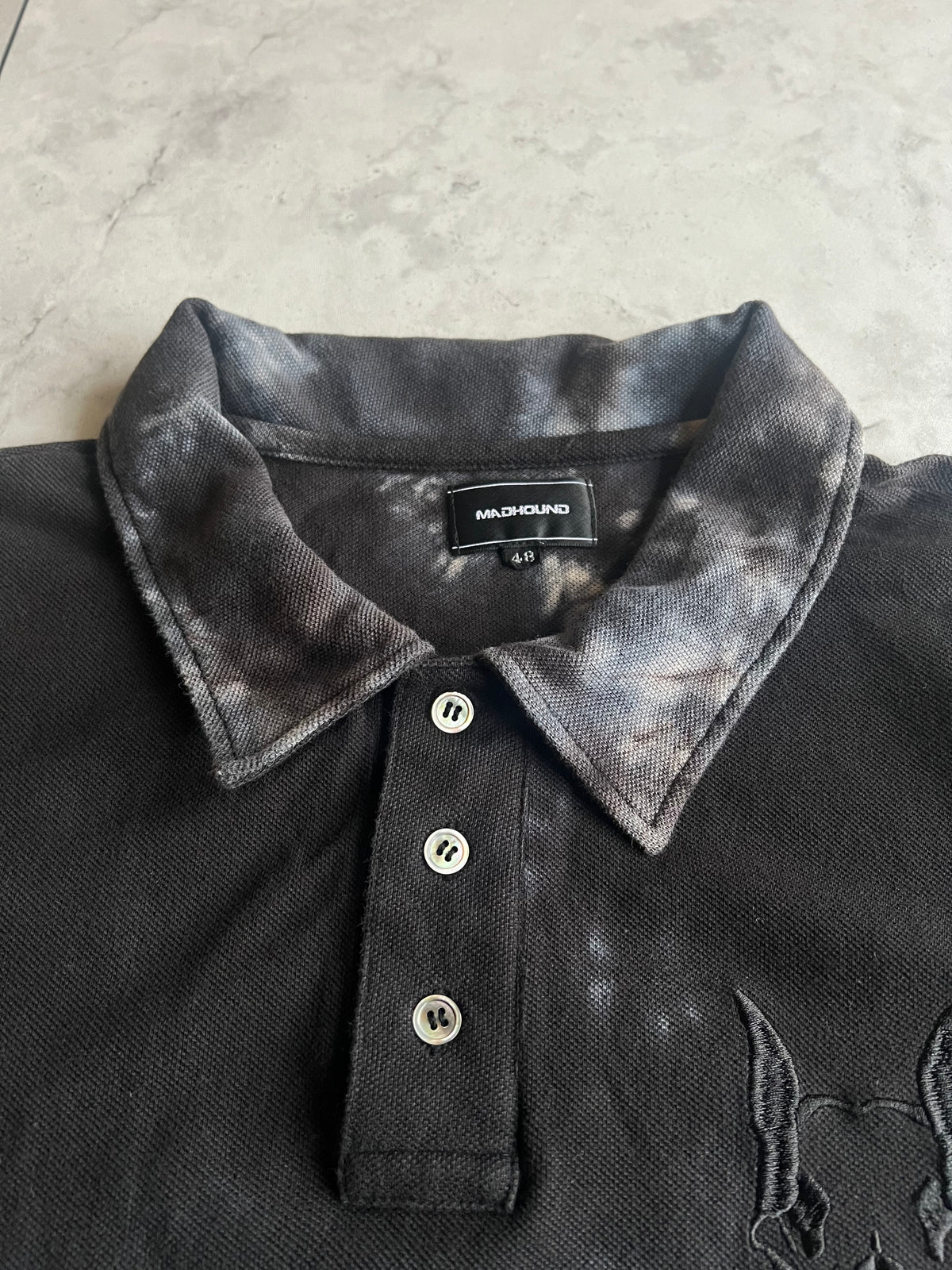 Mad Hound Acid Wash Embroidered Polo