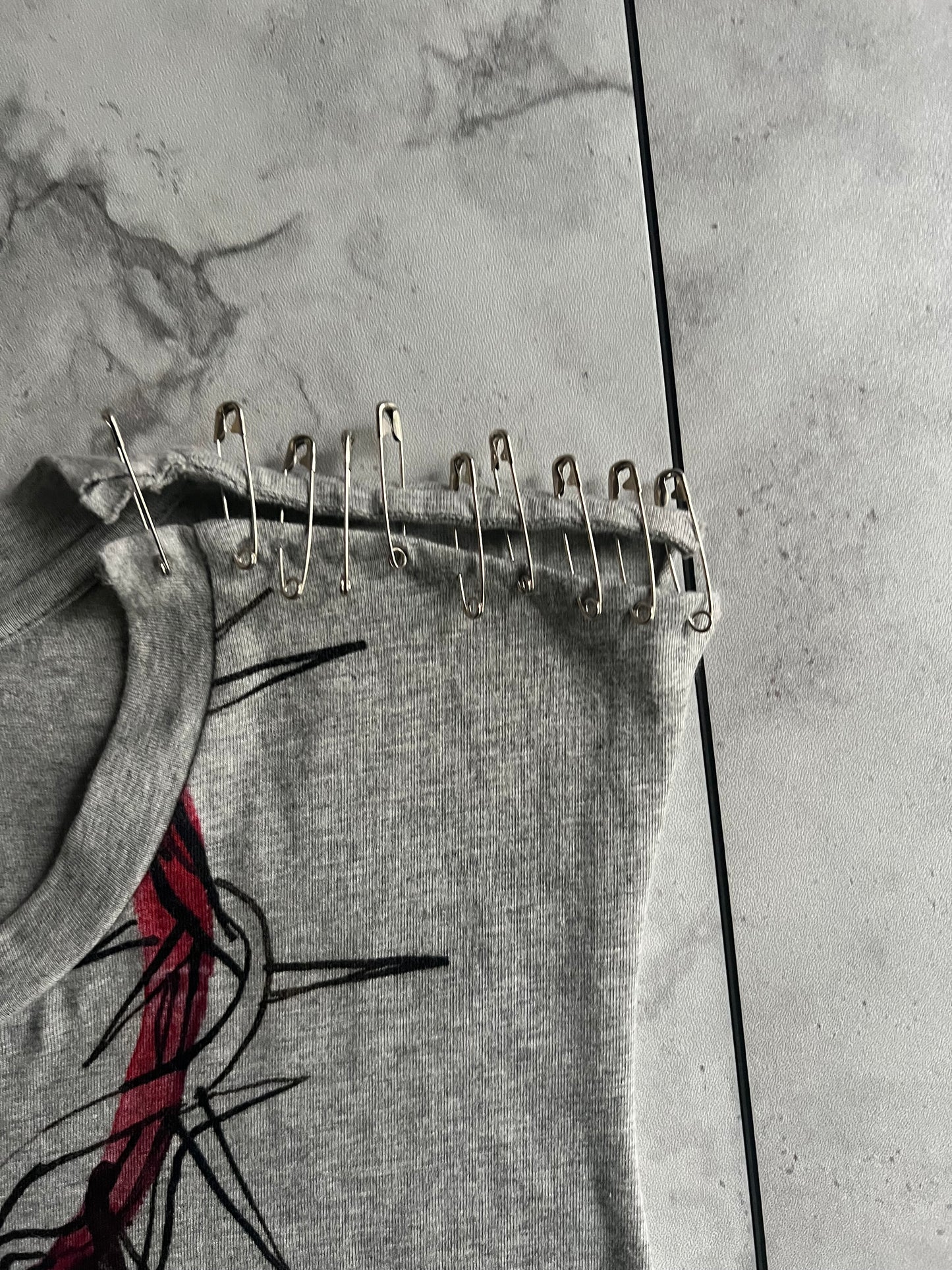 Balmain S/S11 Safety Pin Graffiti Tank Top