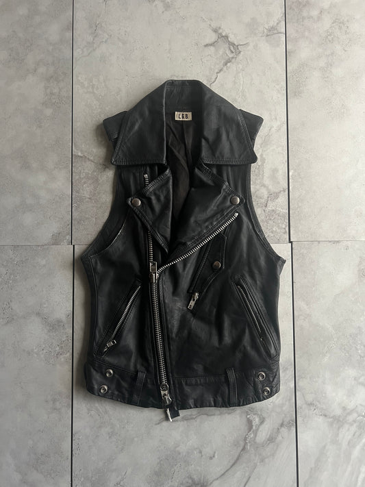 L.G.B Brooklyn Black Bikers Leather Riders Vest