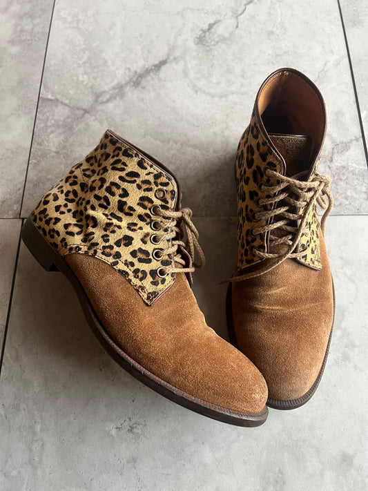 Alfredo Bannister Leopard Print Pony Hair Work Boots