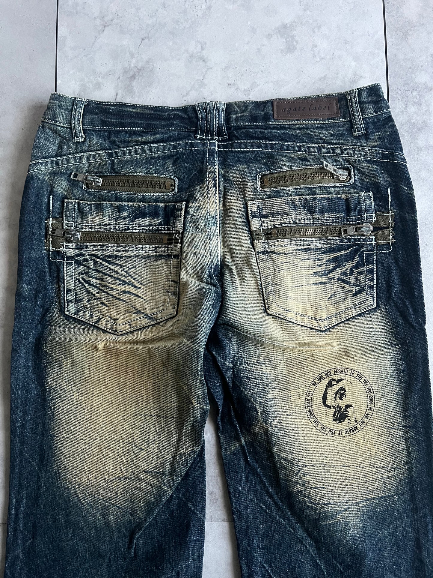 Agate Label “Gateway” Heavy Acid Wash Zipper Denim