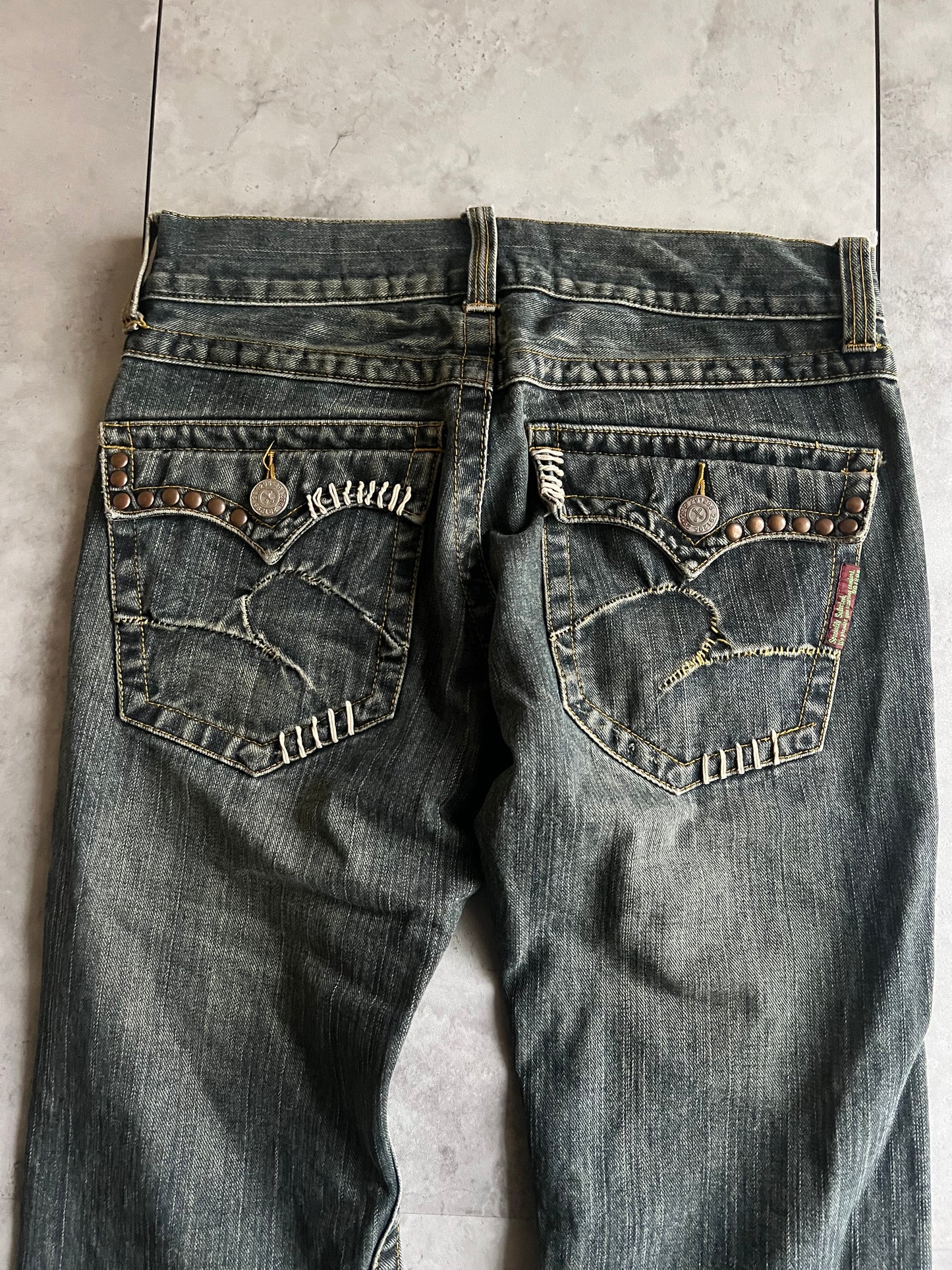 291295 Homme Studded Stitched Spiral Flared Pants