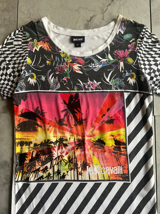 Just Cavalli Checkered Graphic Tee