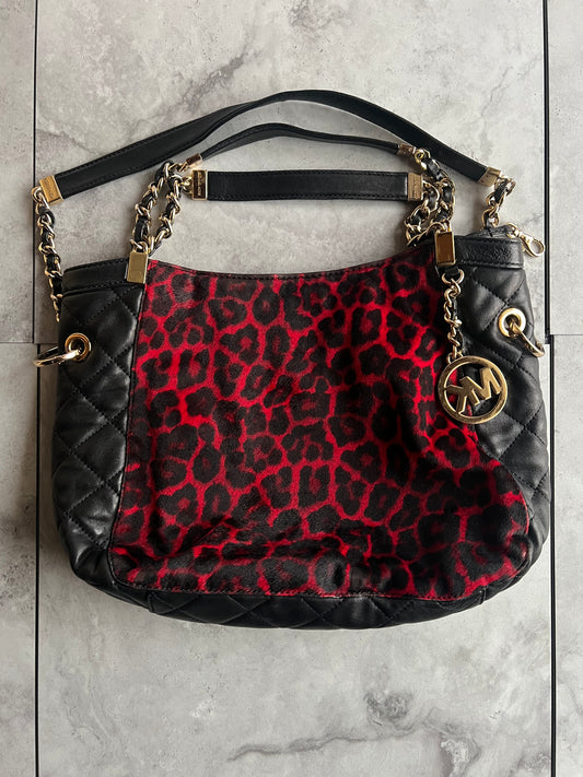 Michael Kors Leopard Print Calf Hair Leather Handbag