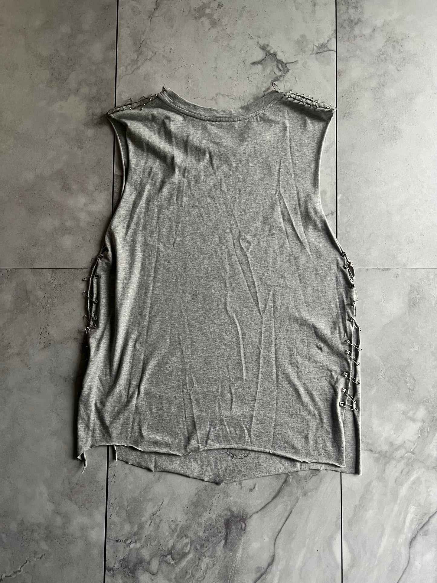 Balmain S/S11 Safety Pin Graffiti Tank Top