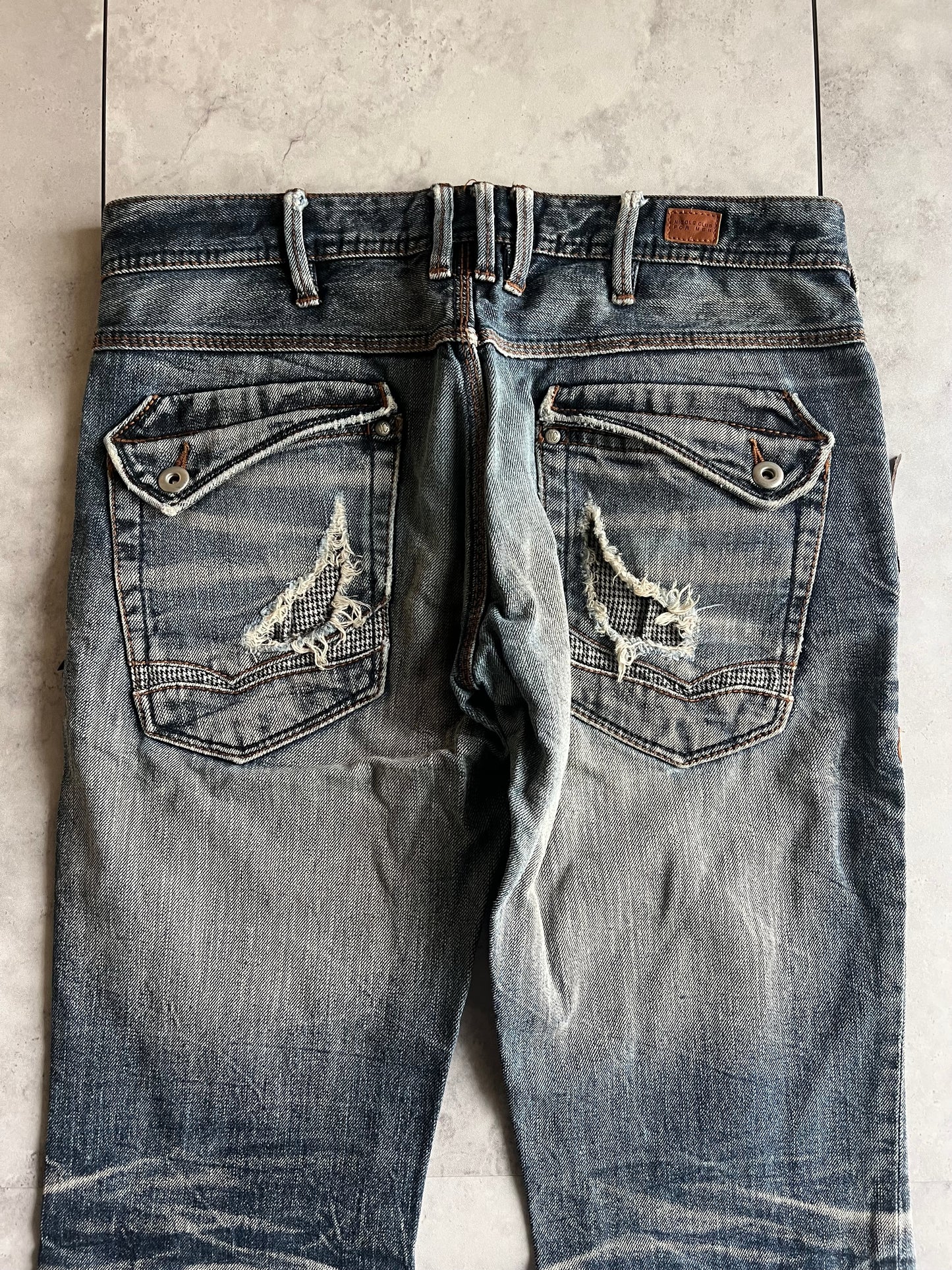 Nicole Club Zipper Pocket Tassel Honeycomb Denim
