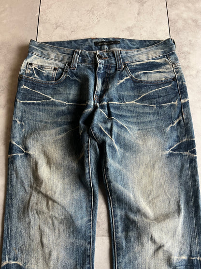 Root Three Quad Back Zip Whisker Wash Denim