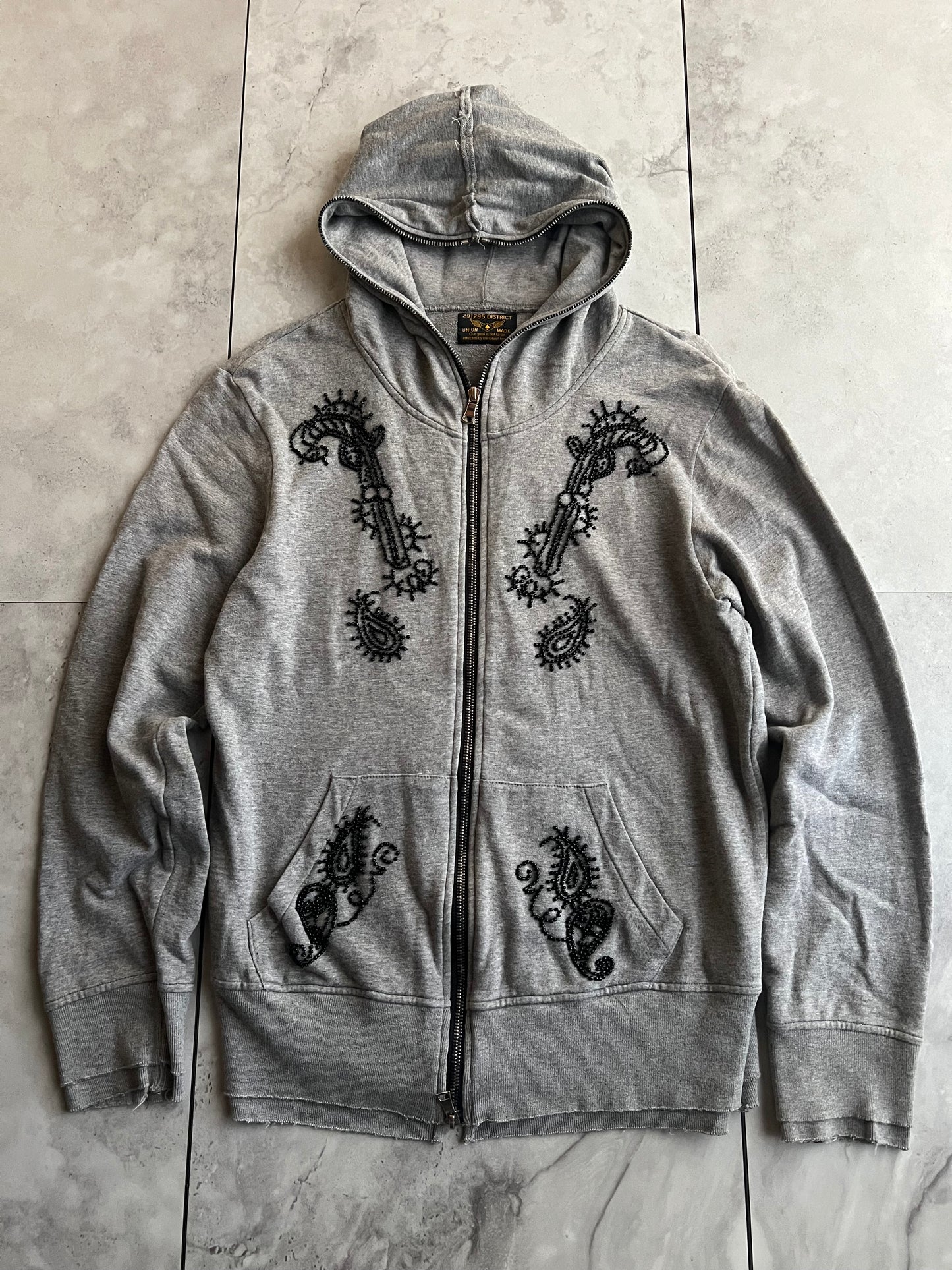291295 Homme Beaded Embroidery “Guns” Gimp Hoodie