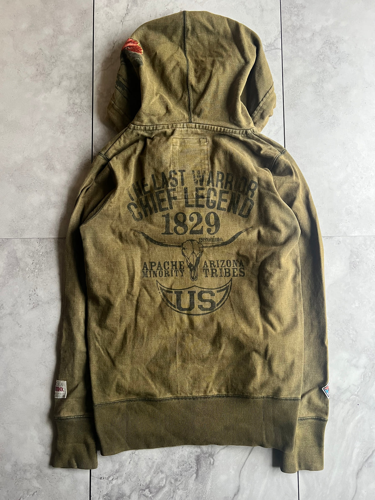 Geronimo Embroidered Tribal Zip-Up Hoodie