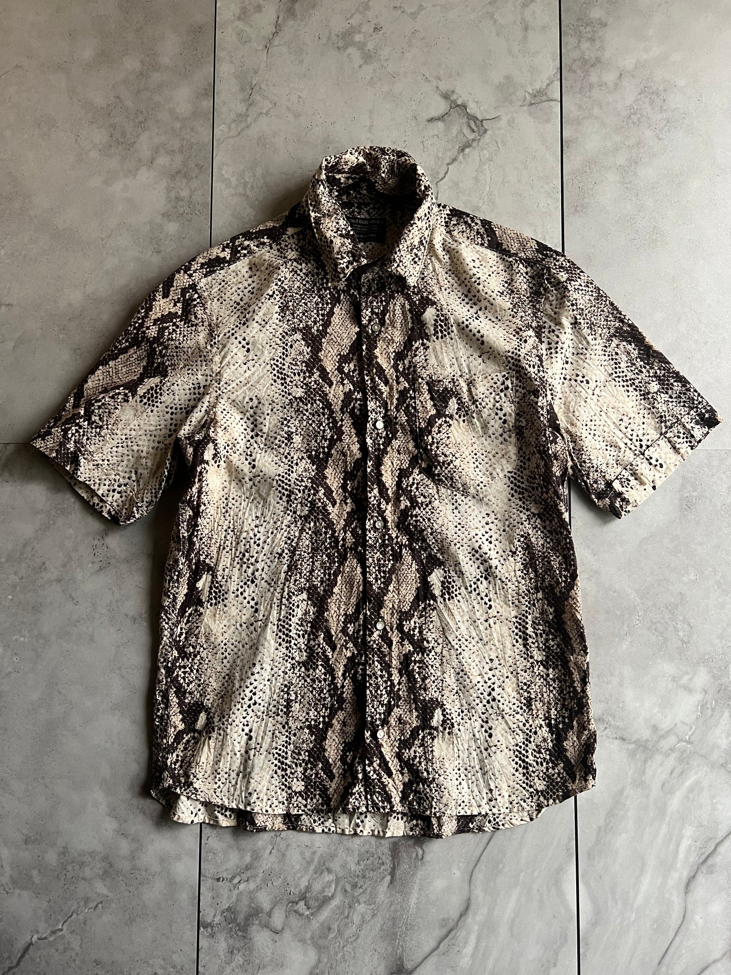 Nicole Club Python Print Wire-Collar Button Up