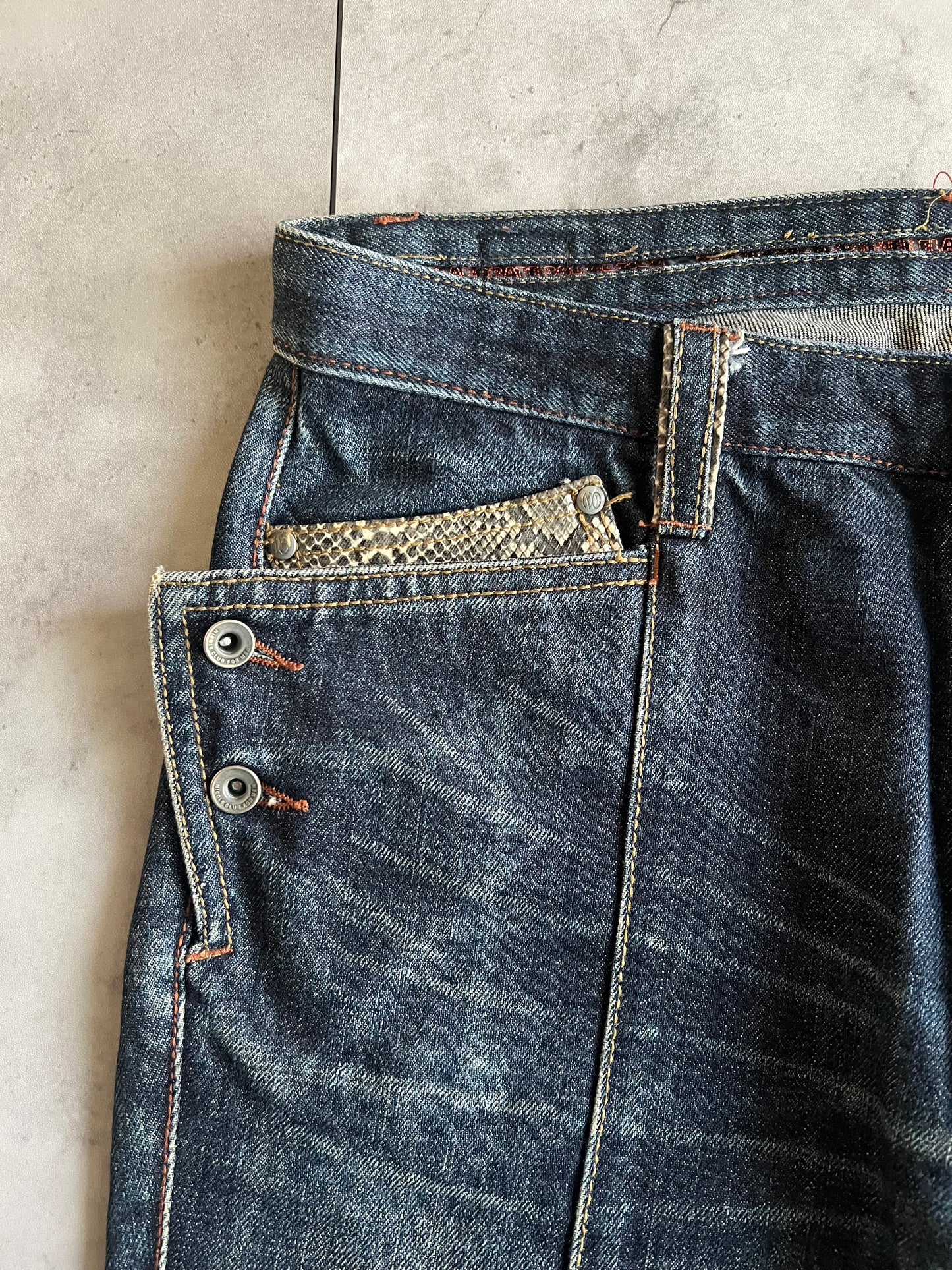 Nicole Club Python Wide Pocket Flared Denim