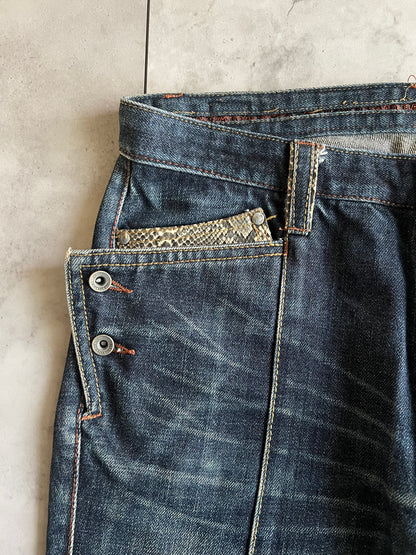 Nicole Club Python Wide Pocket Flared Denim