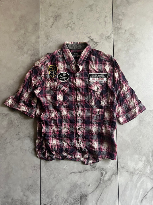 Edge Rupert Wrinkled Embroidered Flannel Polo