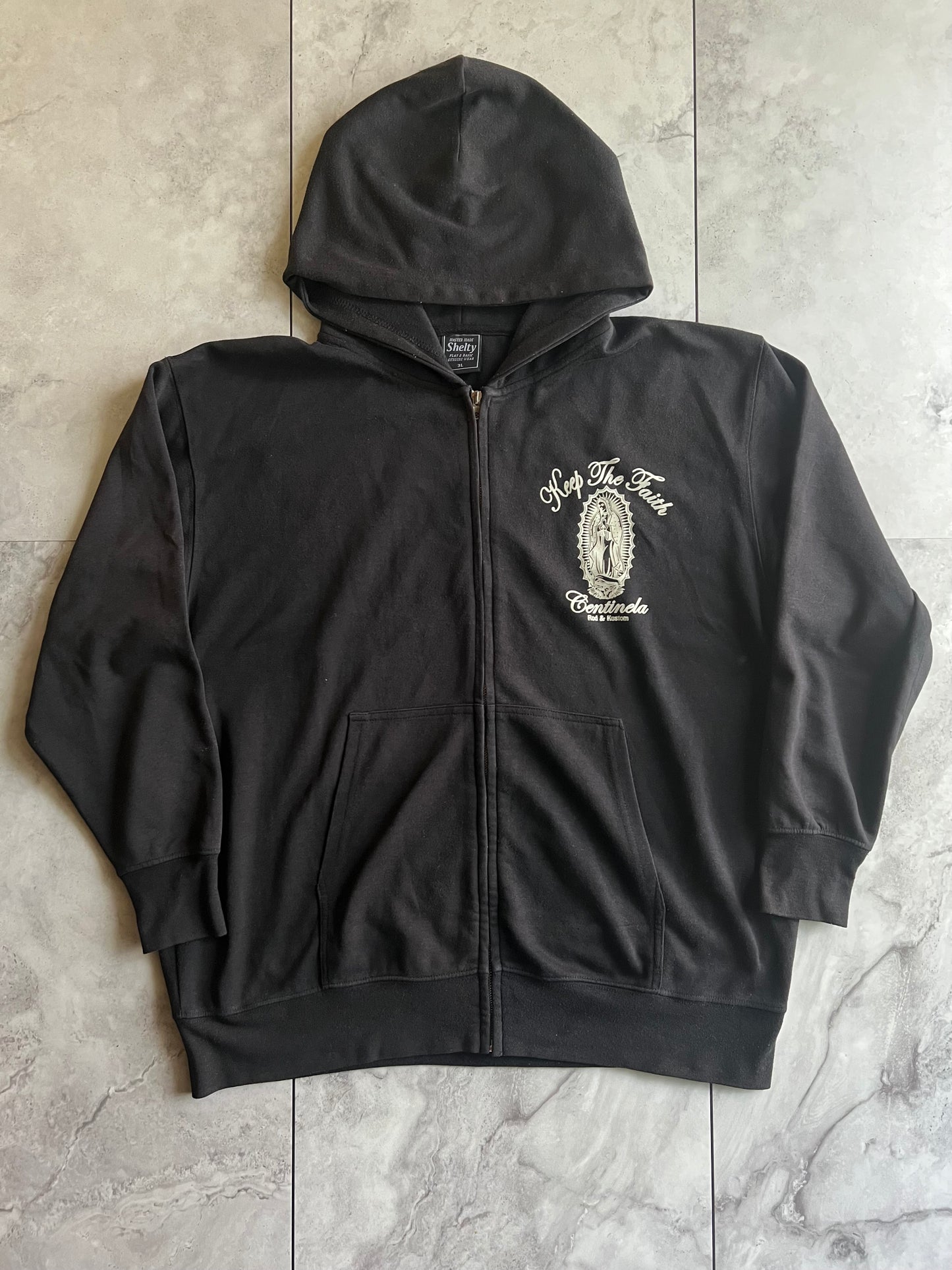 Shelty “Keep The Faith” Embroidered Zip-Up Hoodie