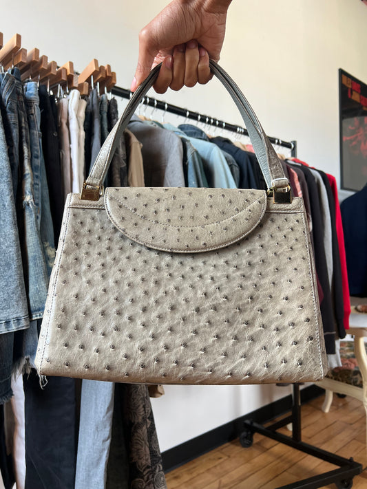 J.R.A Olive Luxury Ostrich Leather Handbag