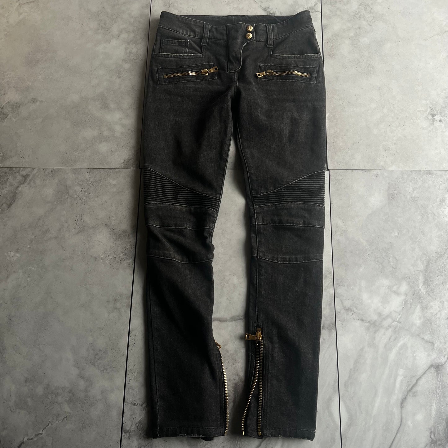 Balmain Low Rise Biker Jeans