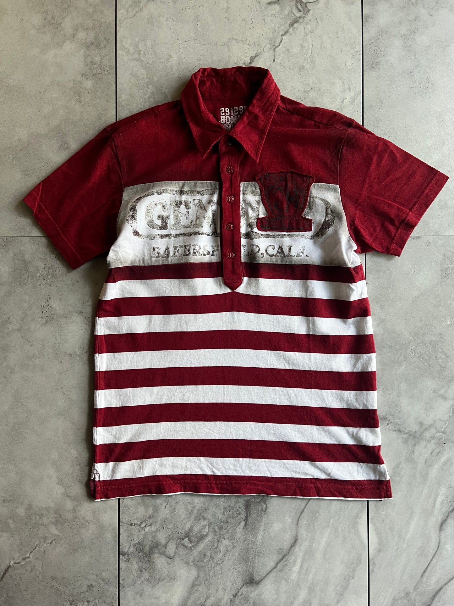291295 Homme Striped Embroidered Polo Shirt