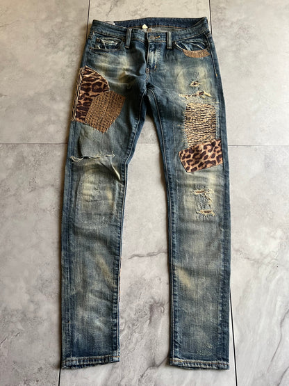 Ralph Lauren Denim & Supply Leopard Print Distressed Skinny Jeans