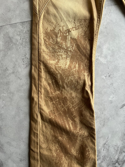 Semantic Design Printed Zipper Tassel Pants