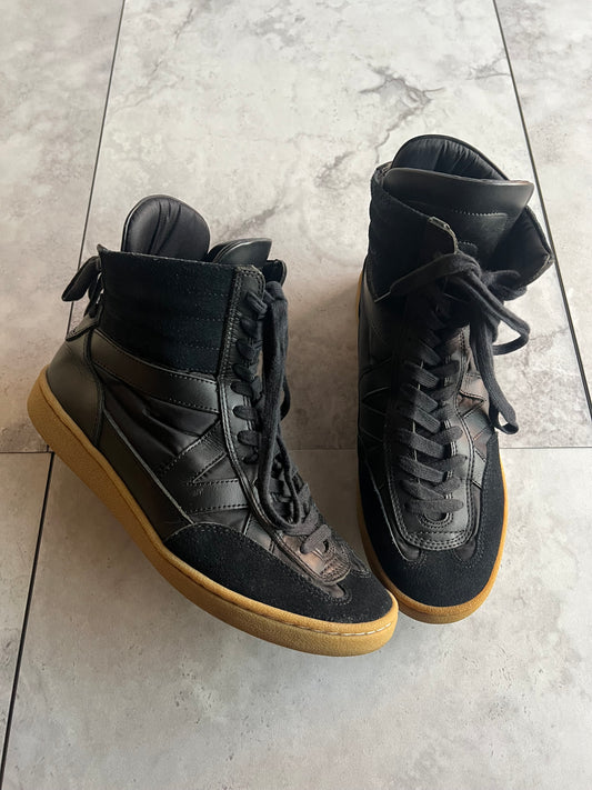 Mihara Yasuhiro Back Paneled Lace Up Suede Trim Leather Sneakers