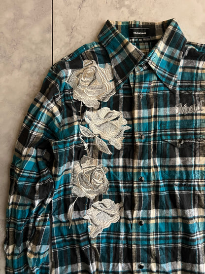 Mad Hound Rose Embroidered Flannel Shirt