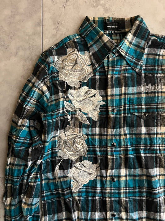 Mad Hound Rose Embroidered Flannel Shirt