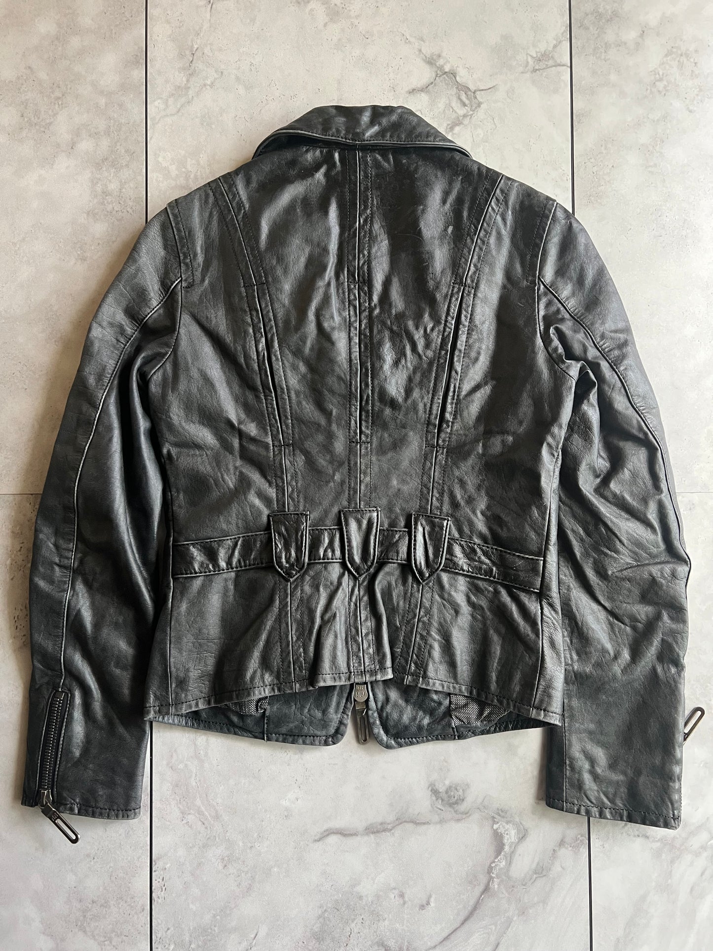 Galaabend Half Zip Cropped Blazer Leather Jacket